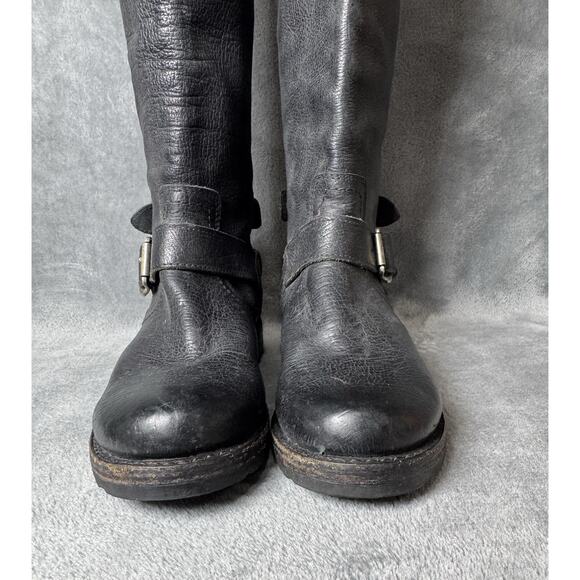Frye Veronica Back Zip Tall Black Leather Moto Engineer Boots 77551 Women’s 5.5B - Picture 9 of 12